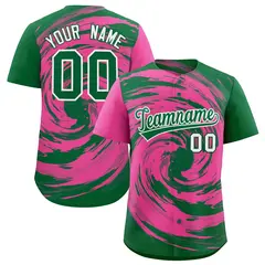 Pink Kelly Green Swirl Graffiti Baseball Jersey 1