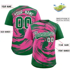 Pink Kelly Green Swirl Graffiti Baseball Jersey 2