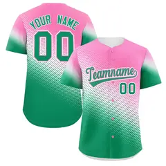 Pink Kelly Green Tiny Spot Gradient Baseball Jersey