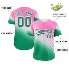 Pink Kelly Green Tiny Spot Gradient Baseball Jersey 2