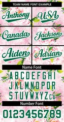 Pink Kelly Green-White Graffiti Flower Baseball Jersey 3