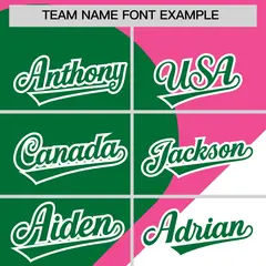 Pink Kelly Green White Half Heart Color Block Baseball Jersey 3