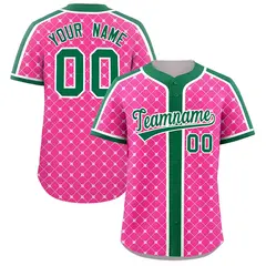 Pink Kelly Green-White Plaid Authentic Baseball Jersey