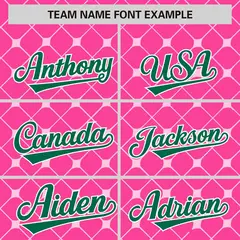 Pink Kelly Green-White Plaid Authentic Baseball Jersey 3