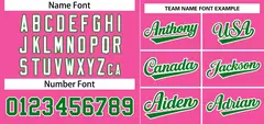 Pink Kelly Green-White Stripe Raglan Baseball Jersey 3