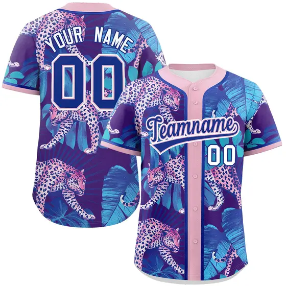 Pink Leopard Graffiti Authentic Baseball Jersey
