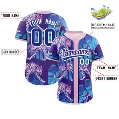 Pink Leopard Graffiti Authentic Baseball Jersey 2
