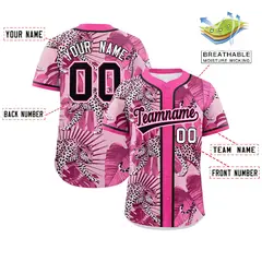 Pink Leopard Graffiti Authentic Baseball Jersey 2