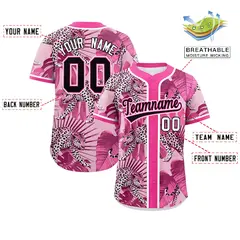 Pink Leopard Graffiti Authentic Baseball Jersey 2