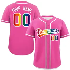 Pink LGBT Rainbow Pride Month Baseball Jersey