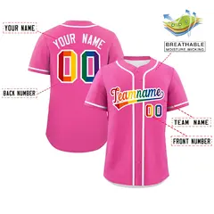 Pink LGBT Rainbow Pride Month Baseball Jersey 2