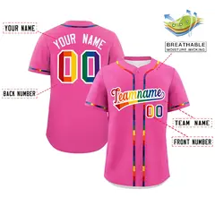 Pink LGBT Rainbow Pride Month Baseball Jersey 2