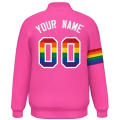 Pink LGBT Rainbow Pride Month Letterman Baseball Jacket 4