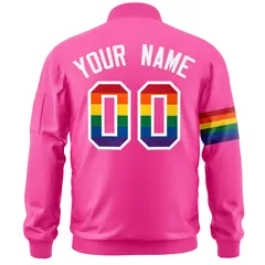 Pink LGBT Rainbow Pride Month Letterman Bomber Jacket 4