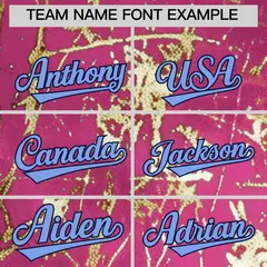 Pink Light Blue Black & Gold Marble Print Baseball Jersey 4