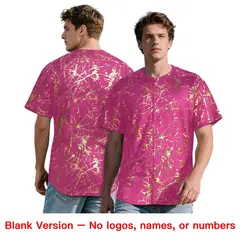 Pink Light Blue Black & Gold Marble Print Baseball Jersey 7
