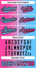 Women's Pink Light Blue-Black Gradient Baseball Jersey 5