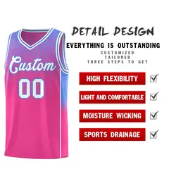 Pink Light Blue Dot Pattern Reversible Gradient Basketball Jersey Kits 3