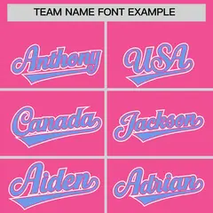 Pink Light Blue Edge Color Block Baseball Jersey 3