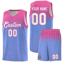 Pink Light Blue Gradient Star Pattern Basketball Jersey Sets 1