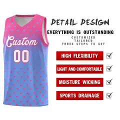 Pink Light Blue Gradient Star Pattern Basketball Jersey Sets 2