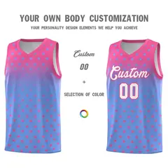 Pink Light Blue Gradient Star Pattern Basketball Jersey Sets 3