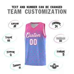 Pink Light Blue Gradient Star Pattern Basketball Jersey Sets 4
