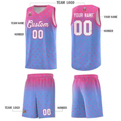 Pink Light Blue Gradient Star Pattern Basketball Jersey Sets 5