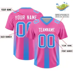 Pink Light Blue Gradient Vertical Stripe Football Jersey 2