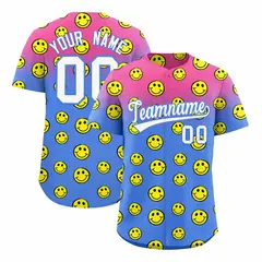 Pink Light Blue Graffiti Gradient Smile Baseball Jersey