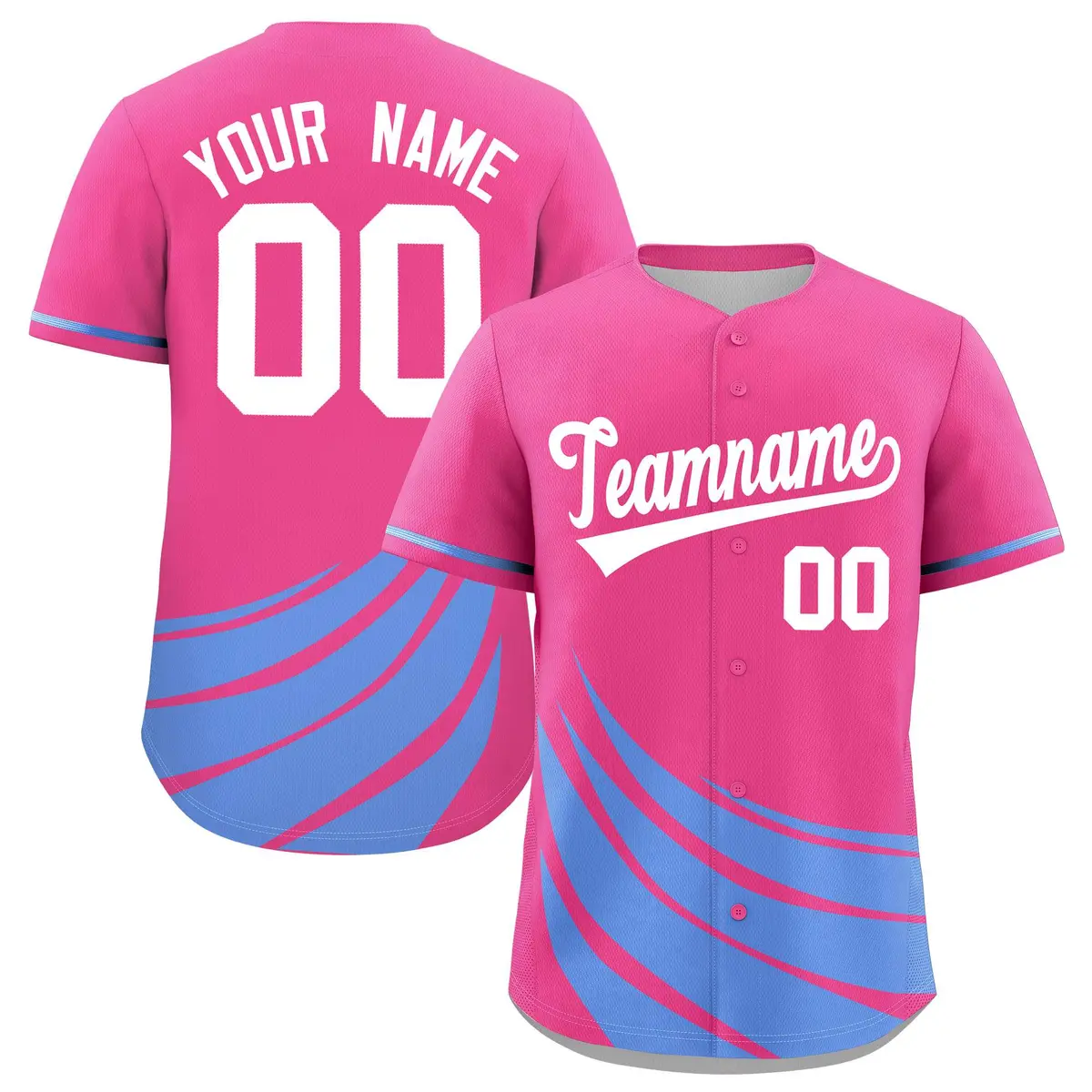 Pink Light Blue Graffiti Wind Mark Baseball Jersey