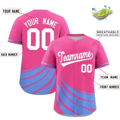 Pink Light Blue Graffiti Wind Mark Baseball Jersey 2