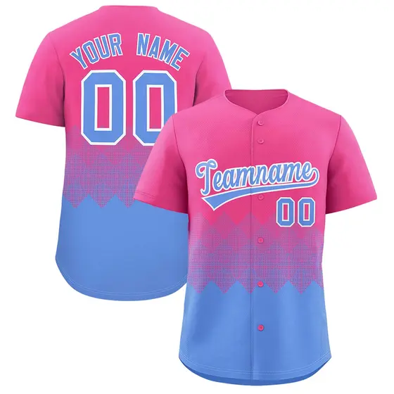 Pink Light Blue Grid Blur Pattern Baseball Jersey
