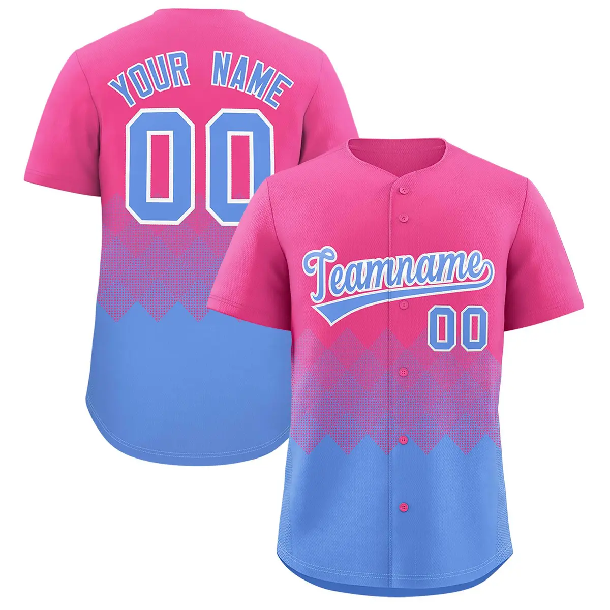 Pink Light Blue Grid Blur Pattern Baseball Jersey