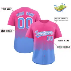 Pink Light Blue Grid Blur Pattern Baseball Jersey 2