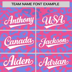 Pink Light Blue Leopard Print Baseball Jersey 3