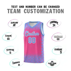 Pink Light Blue Plaid Basketball Jersey for Teams 4