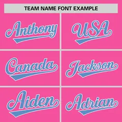 Pink Light Blue Raglan Sleeves Authentic Baseball Jersey 3