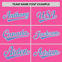 Pink Light Blue Raglan Sleeves Authentic Baseball Jersey 3