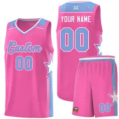 Pink Light Blue Star Graffiti Pattern Basketball Jersey