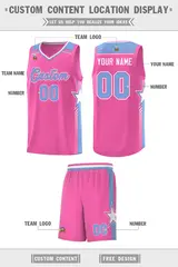Pink Light Blue Star Graffiti Pattern Basketball Jersey 2