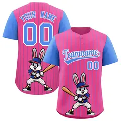 Pink Light Blue Stripe Animals Graffiti Raglan Baseball Jersey
