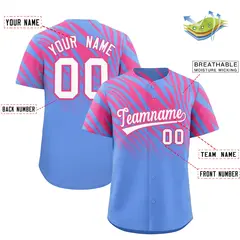 Pink Light Blue Tiger Stripe Gradient Baseball Jersey 2