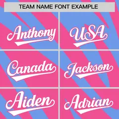 Pink Light Blue Tiger Stripe Gradient Baseball Jersey 3