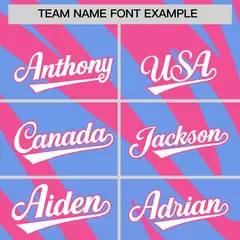 Pink Light Blue Tiger Stripe Gradient Baseball Jersey 3