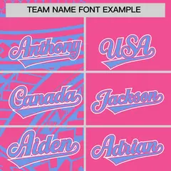 Pink Light Blue Tribal Split Baseball Jersey 3