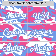 Pink Light Blue White Camo Gradient Fashion Baseball Jersey 3