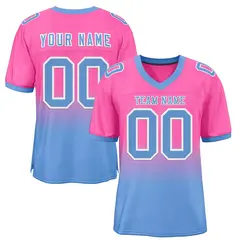 Pink Light Blue-White Gradient Outdoor Football Jersey