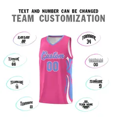 Pink Light Blue White Graffiti Side Curve Basketball Jersey Sets 4