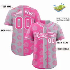 Pink Light Gray Split Flower Graffiti Baseball Jersey 2